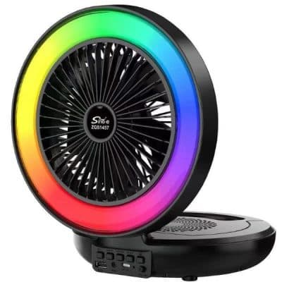 מאוורר שולחני מתקפל עם רמקול בלוטות' ותאורת RGB NY-9957